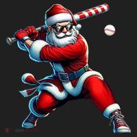 Santa Playing Baseball Christmas Baseball Player Women's Sweatshirt thumb 2