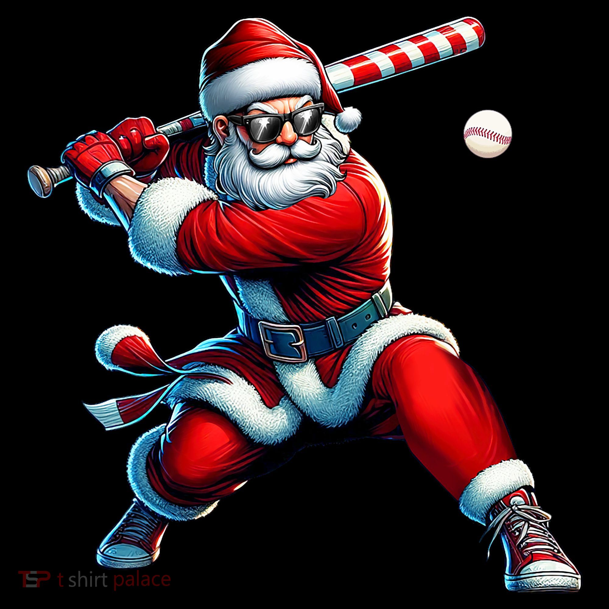Santa Playing Baseball Christmas Baseball Player Coaster