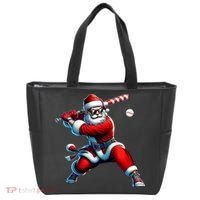 Santa Playing Baseball Christmas Baseball Player Tote Bag thumb 0
