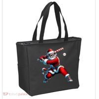 Santa Playing Baseball Christmas Baseball Player Tote Bag thumb 2