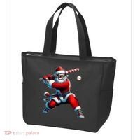 Santa Playing Baseball Christmas Baseball Player Tote Bag thumb 3