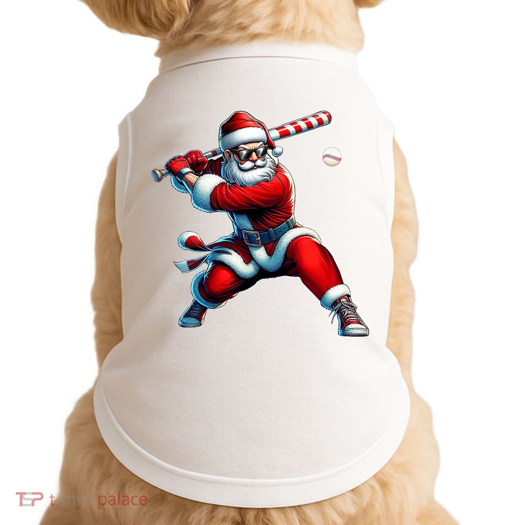 Santa Playing Baseball Christmas Baseball Player Doggie Tank