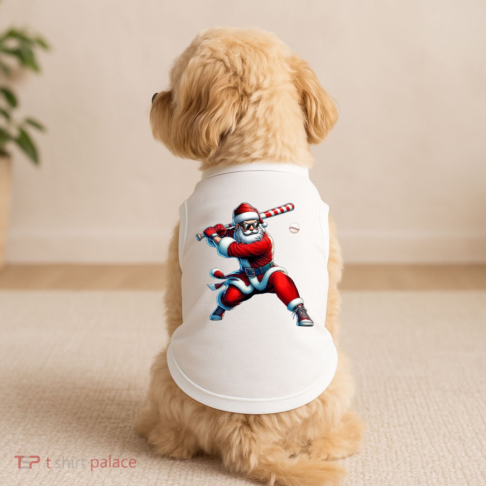 Santa Playing Baseball Christmas Baseball Player Doggie Tank