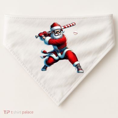 Santa Playing Baseball Christmas Baseball Player USA-Made Doggie Bandana