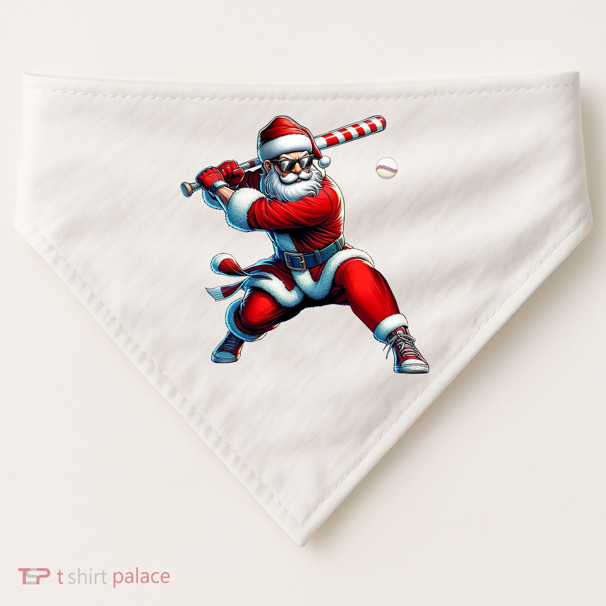 Santa Playing Baseball Christmas Baseball Player USA-Made Doggie Bandana