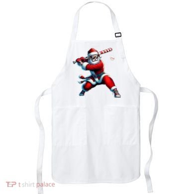 Santa Playing Baseball Christmas Baseball Player Apron