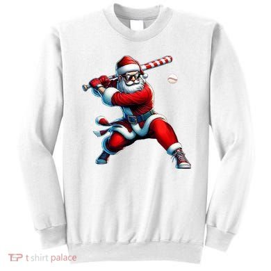 Santa Playing Baseball Christmas Baseball Player Sweatshirt