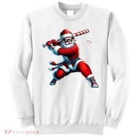 Santa Playing Baseball Christmas Baseball Player Sweatshirt thumb 0