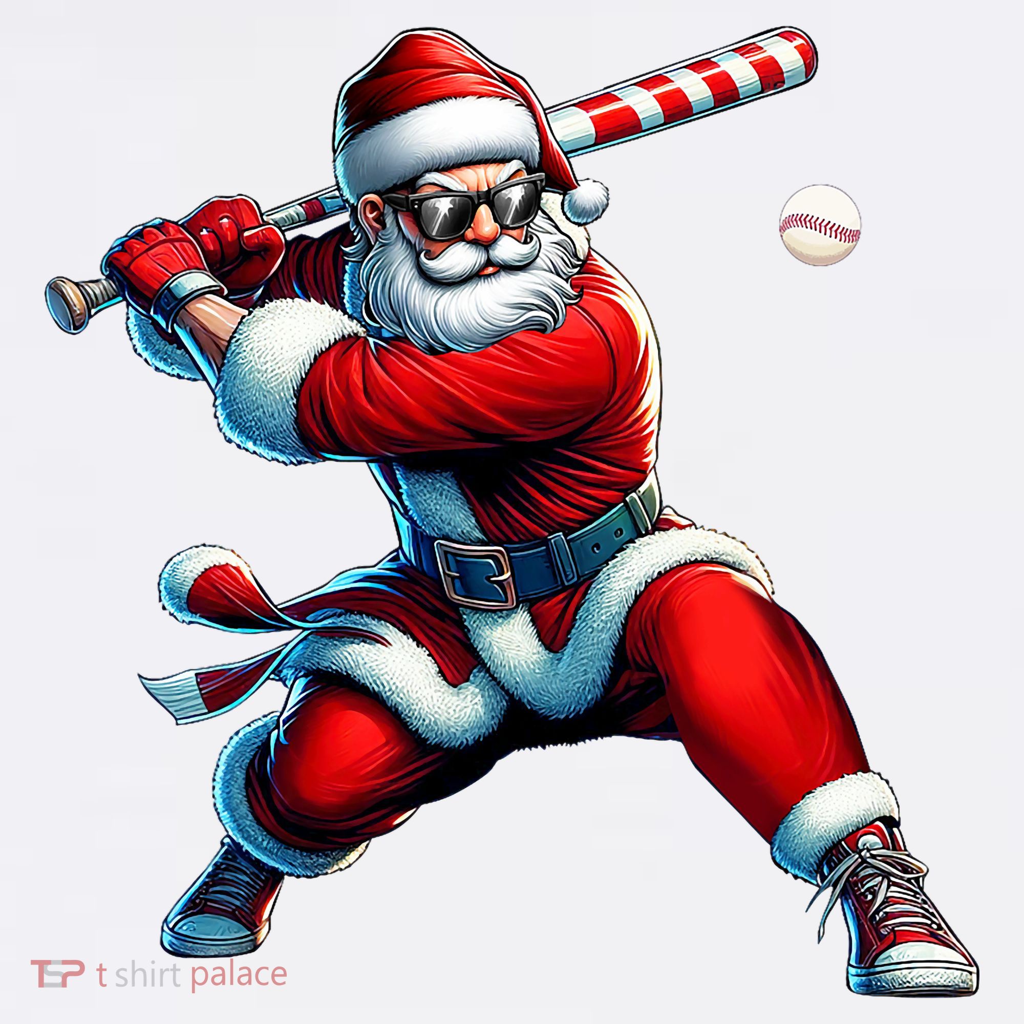 Santa Playing Baseball Christmas Baseball Player Sweatshirt