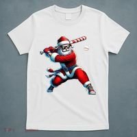 Santa Playing Baseball Christmas Baseball Player T-Shirt thumb 5
