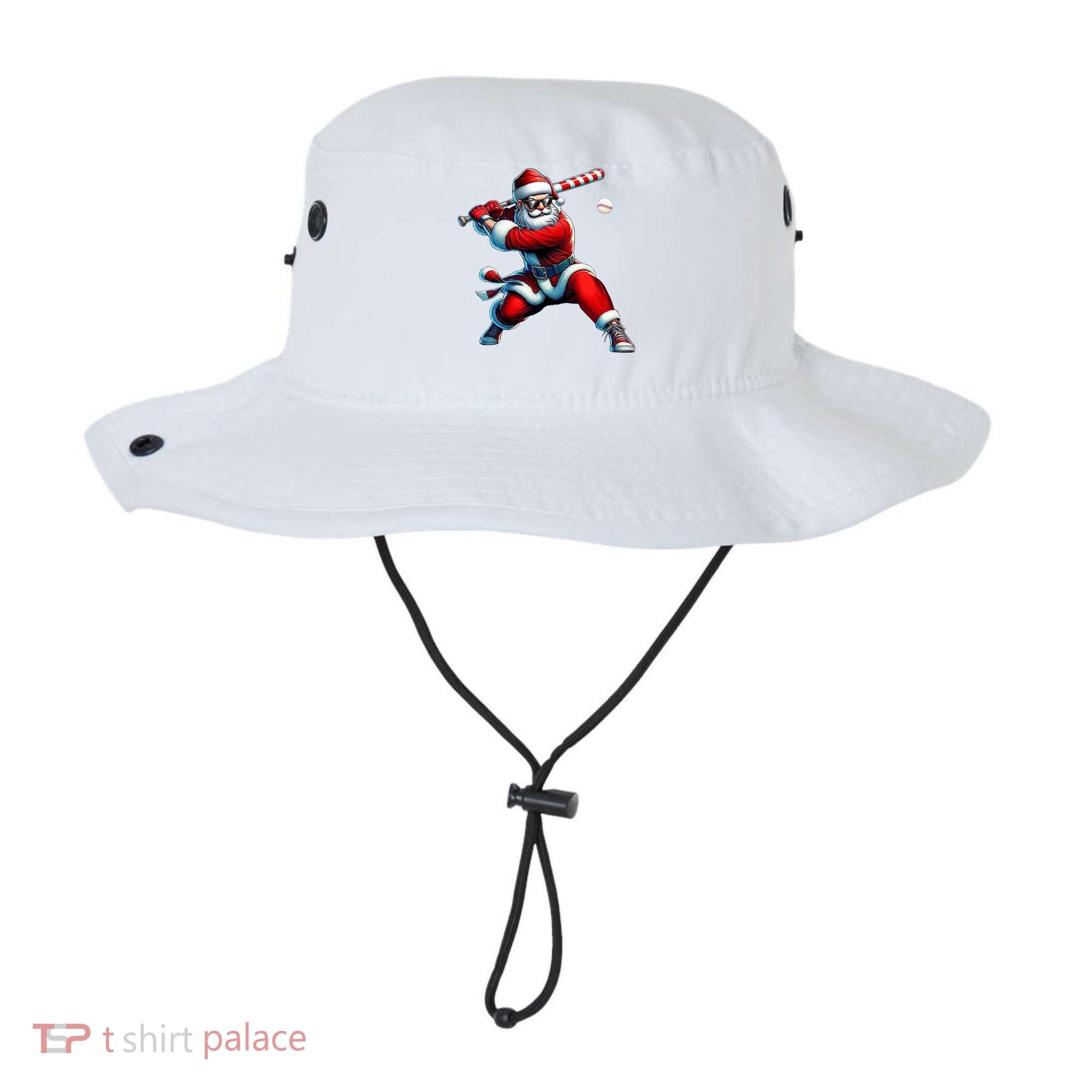 Santa Playing Baseball Christmas Baseball Player Bucket Hat