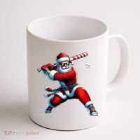 Santa Playing Baseball Christmas Baseball Player Coffee Mug thumb 1