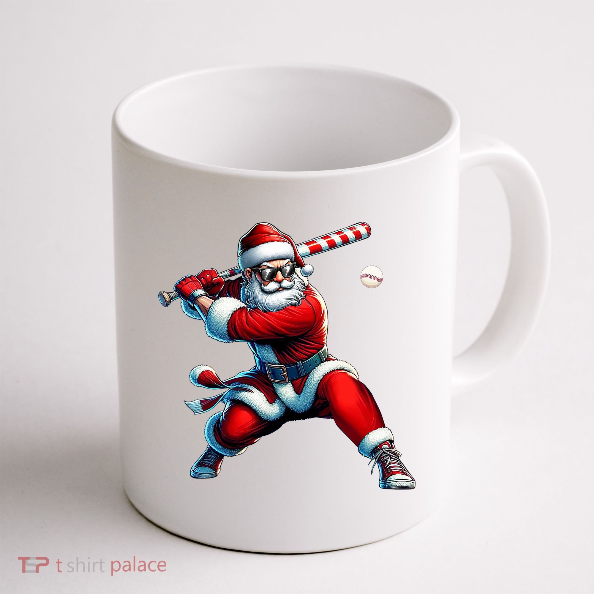 Santa Playing Baseball Christmas Baseball Player Coffee Mug
