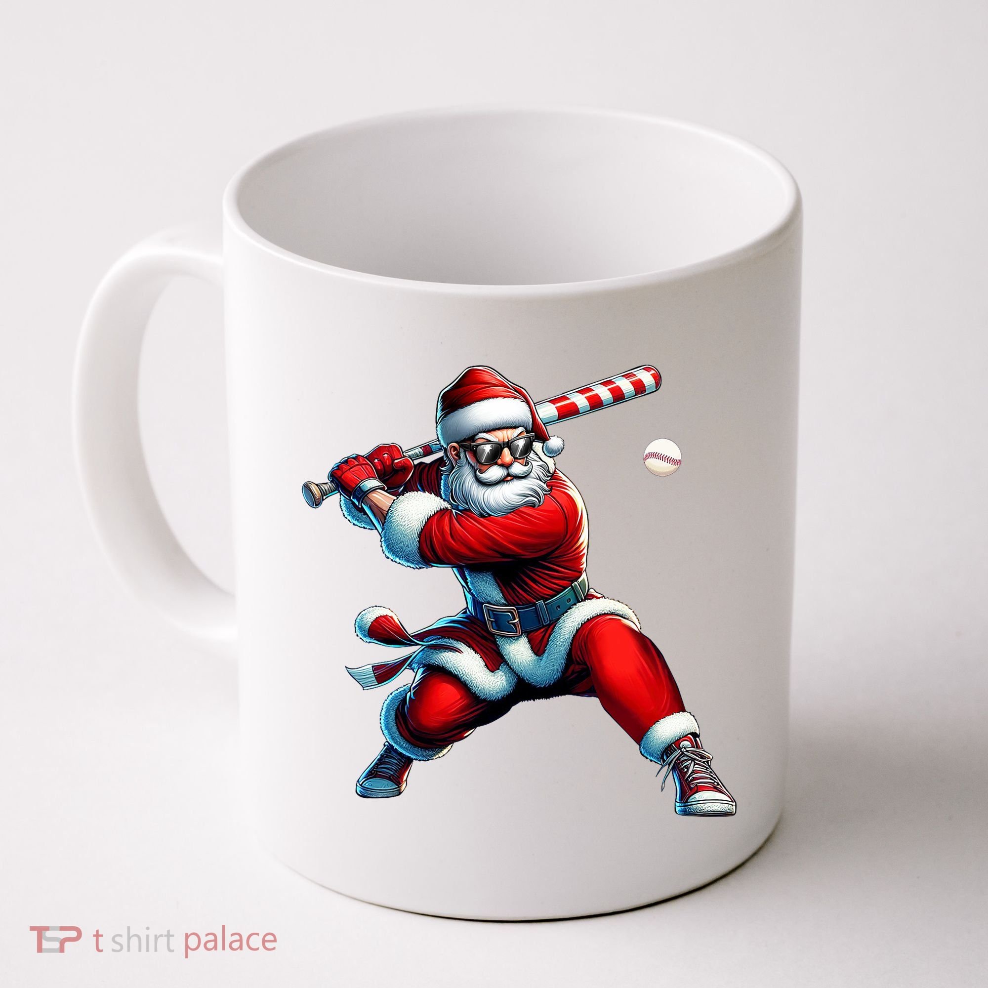 Santa Playing Baseball Christmas Baseball Player Coffee Mug