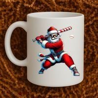 Santa Playing Baseball Christmas Baseball Player Coffee Mug thumb 2