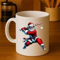 Santa Playing Baseball Christmas Baseball Player Coffee Mug thumb 4