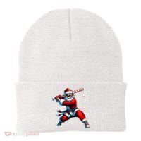 Santa Playing Baseball Christmas Baseball Player Beanie thumb 0