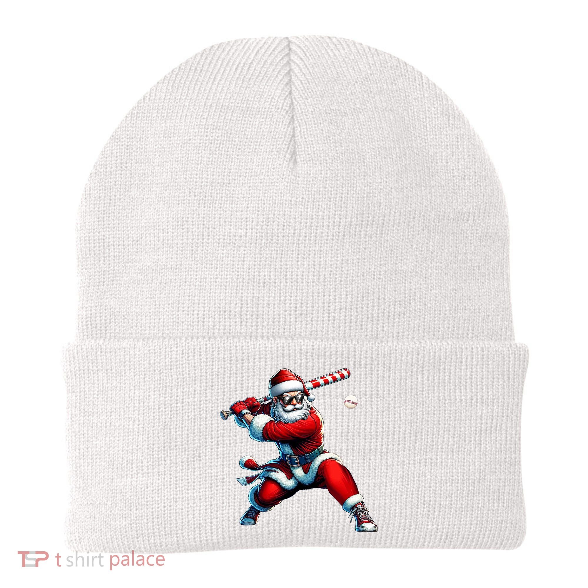 Santa Playing Baseball Christmas Baseball Player Beanie