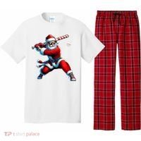 Santa Playing Baseball Christmas Baseball Player Pajama Set thumb 0