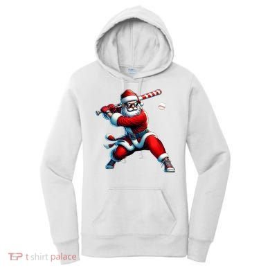 Santa Playing Baseball Christmas Baseball Player Women's Hoodie