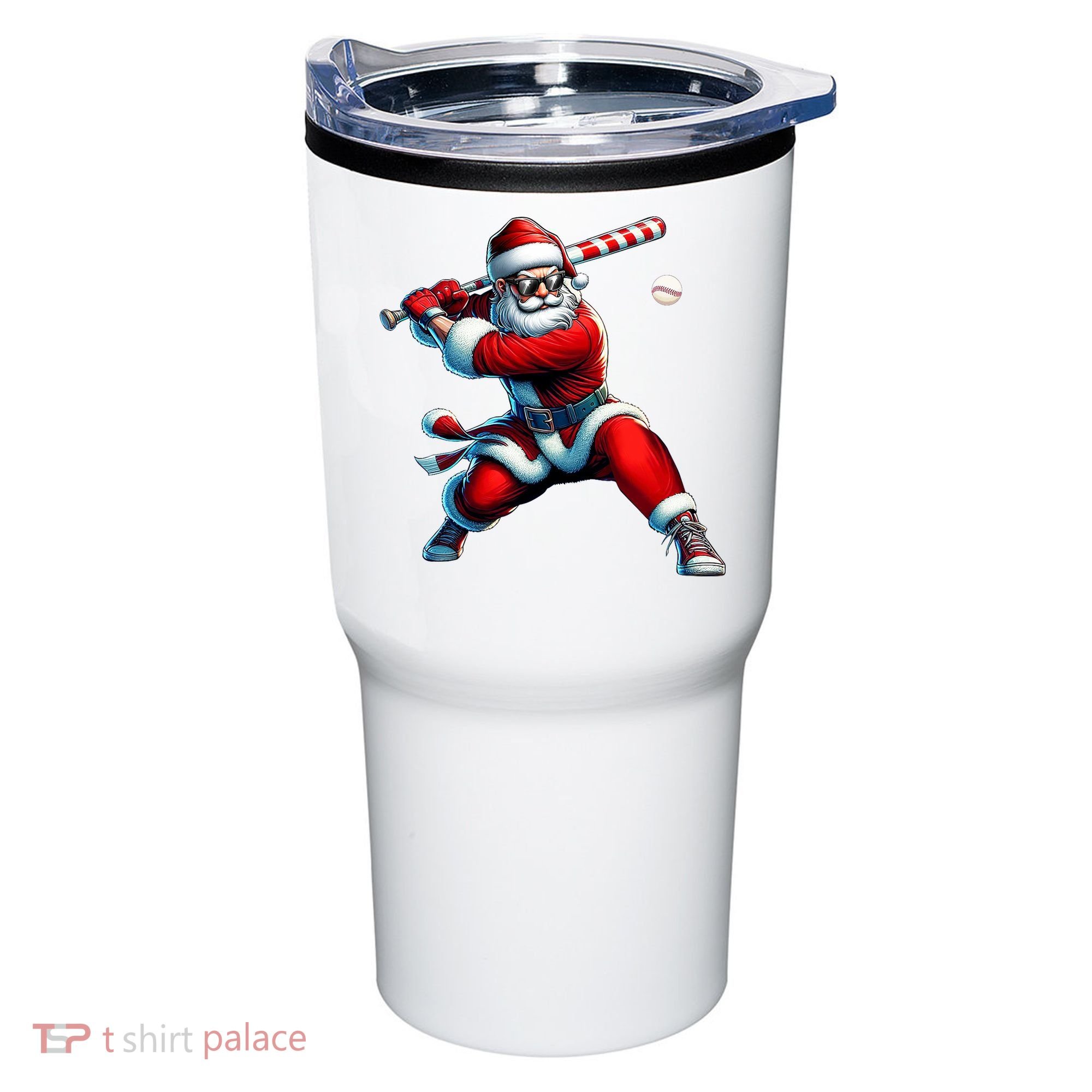 Santa Playing Baseball Christmas Baseball Player Tumbler