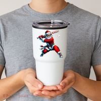 Santa Playing Baseball Christmas Baseball Player Tumbler thumb 2