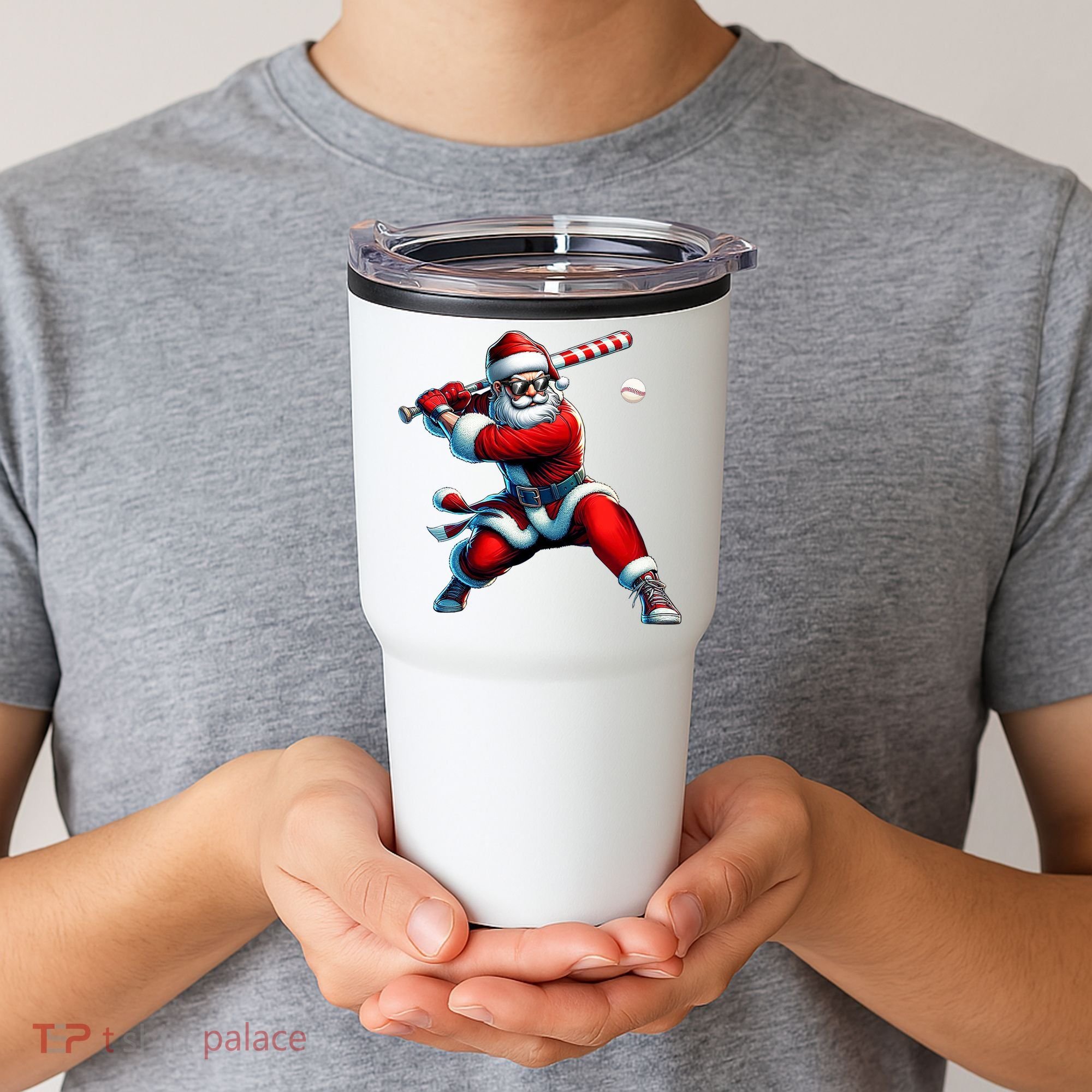 Santa Playing Baseball Christmas Baseball Player Tumbler