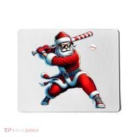 Santa Playing Baseball Christmas Baseball Player Mousepad thumb 0