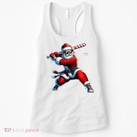 Santa Playing Baseball Christmas Baseball Player Women's Tank Top thumb 0