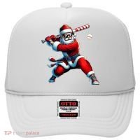 Santa Playing Baseball Christmas Baseball Player Hat thumb 0