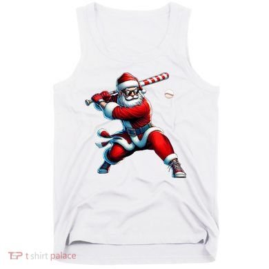 Santa Playing Baseball Christmas Baseball Player Tank Top