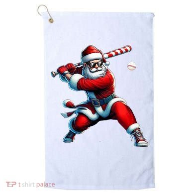 Santa Playing Baseball Christmas Baseball Player Golf Towel