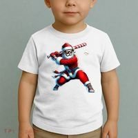 Santa Playing Baseball Christmas Baseball Player Toddler T-Shirt thumb 2