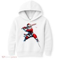 Santa Playing Baseball Christmas Baseball Player Kids Hoodie thumb 0