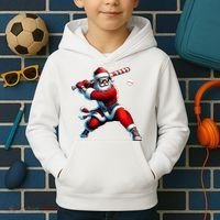 Santa Playing Baseball Christmas Baseball Player Kids Hoodie thumb 2