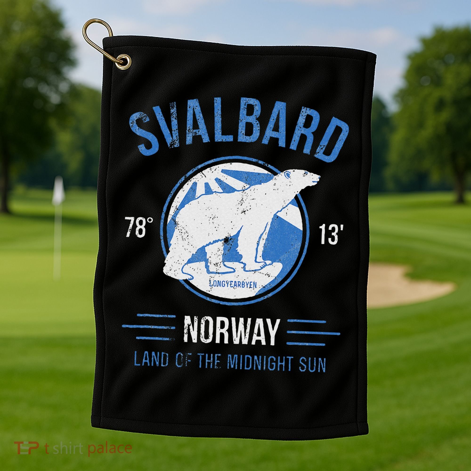 Svalbard Polar Bear Norway Northern Lights Golf Towel