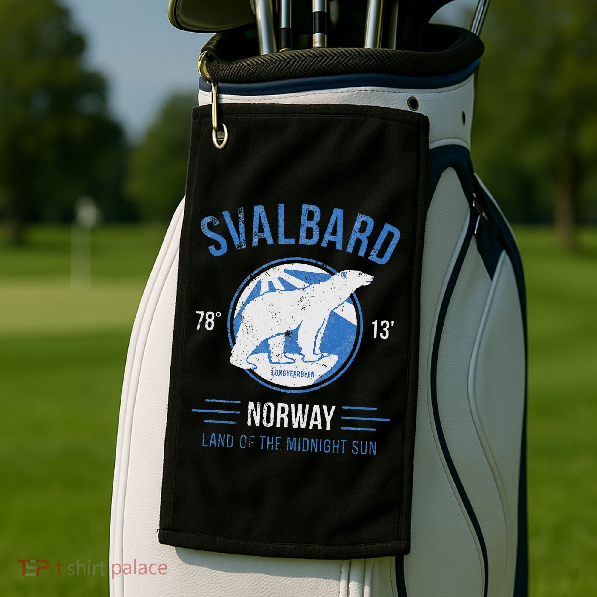 Svalbard Polar Bear Norway Northern Lights Golf Towel