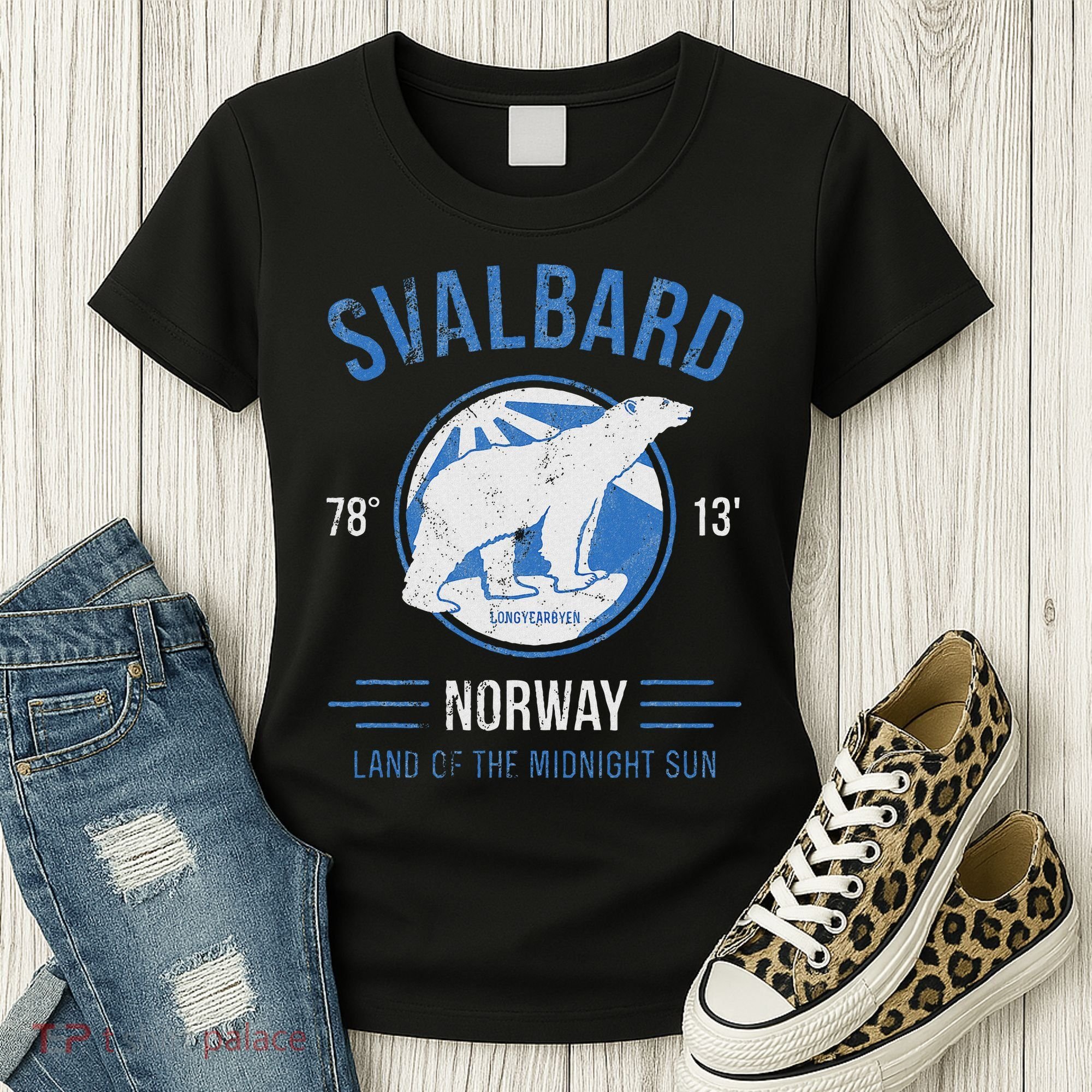 Svalbard Polar Bear Norway Northern Lights Women's T-Shirt