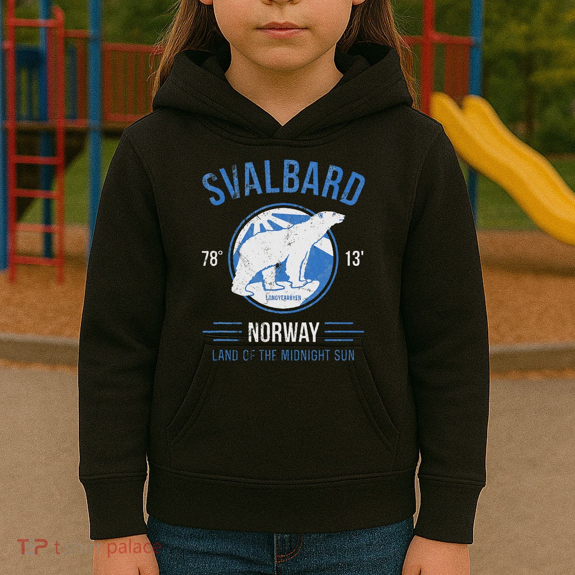 Svalbard Polar Bear Norway Northern Lights Kids Hoodie