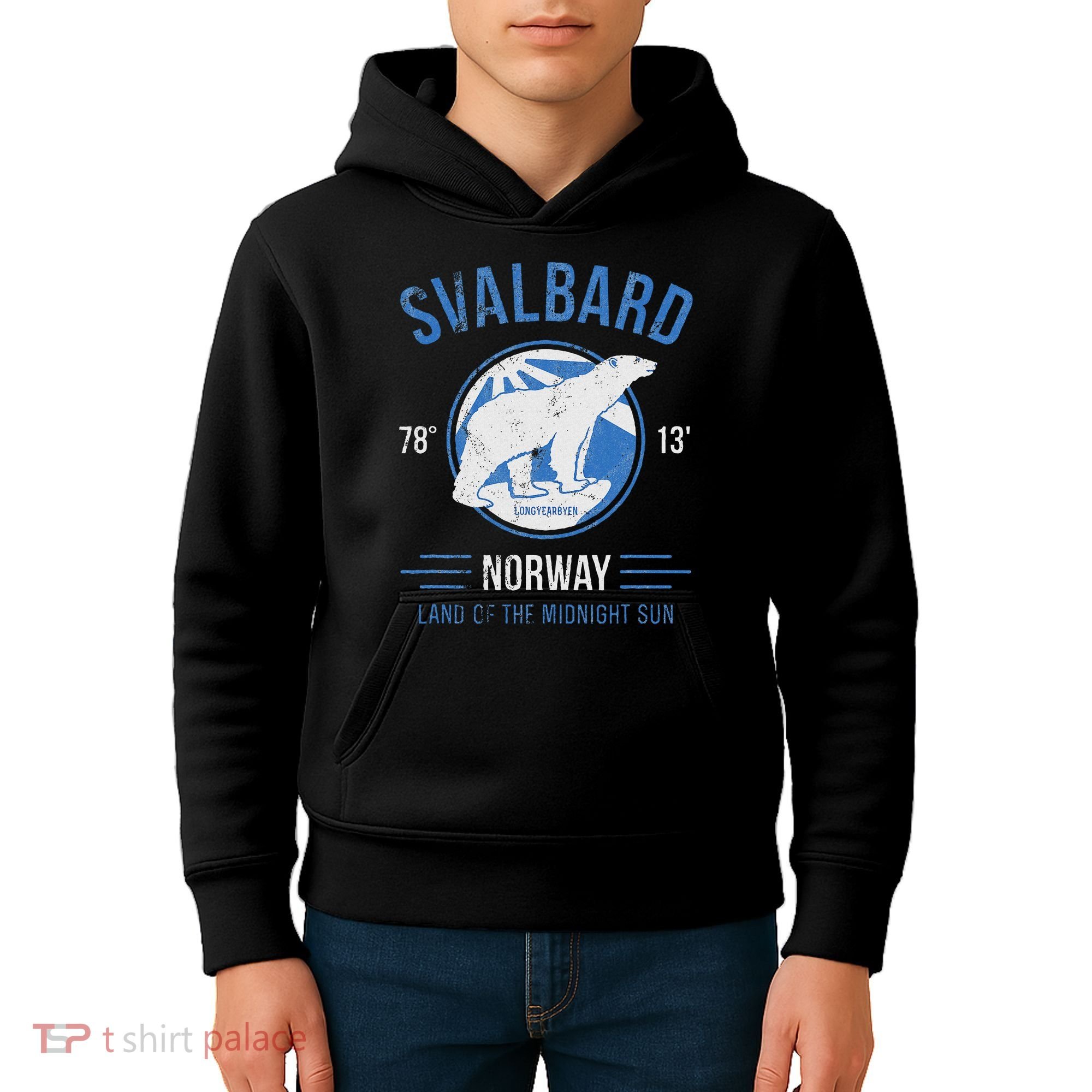 Svalbard Polar Bear Norway Northern Lights Kids Hoodie