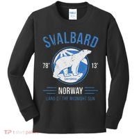 Svalbard Polar Bear Norway Northern Lights Kids Long Sleeve Shirt thumb 0