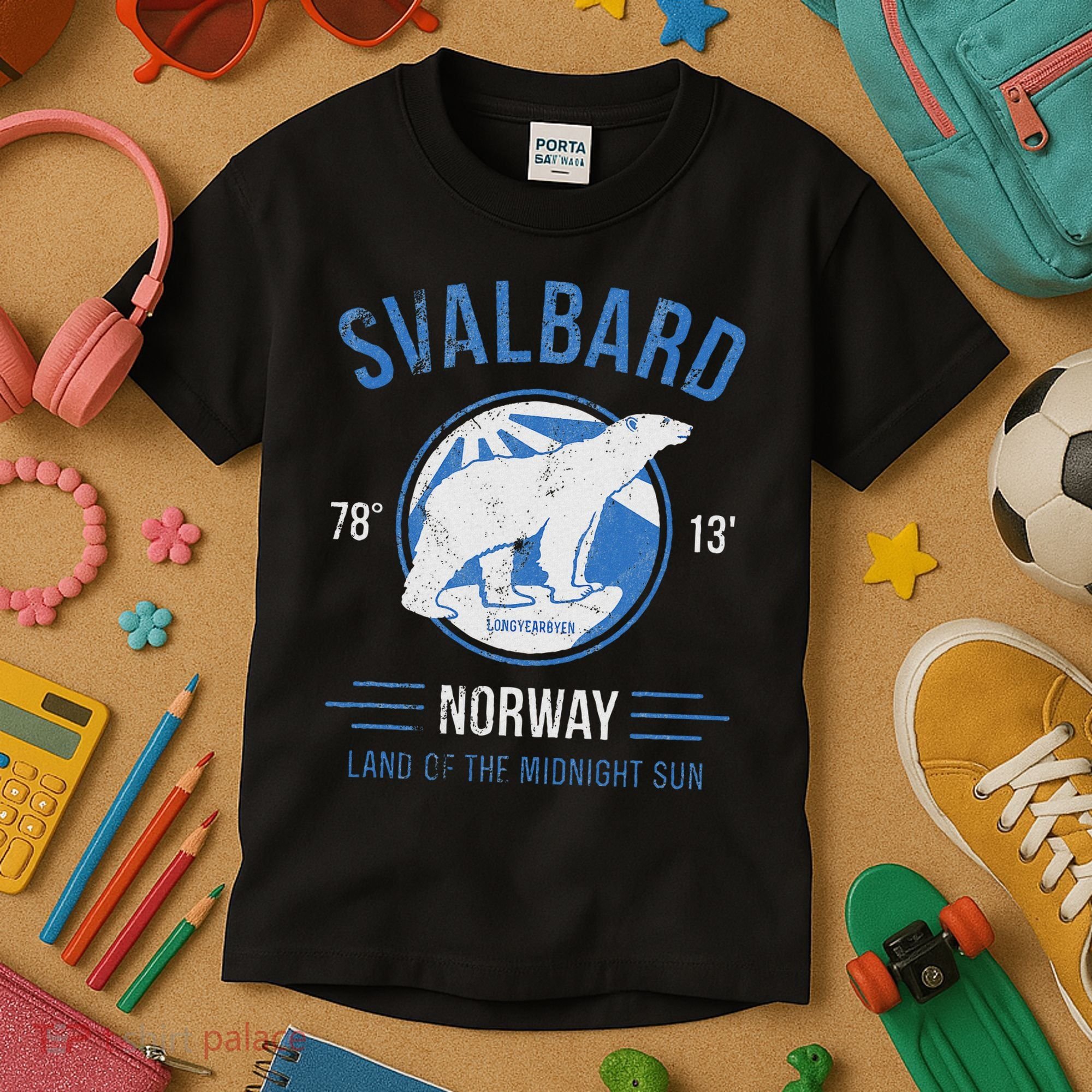 Svalbard Polar Bear Norway Northern Lights Kids T-Shirt