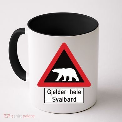 Svalbard Polar Bear Sign Gjelder Hele Svalbard Norway Gift Coffee Mug