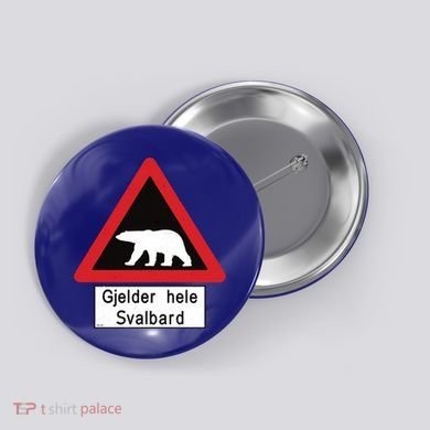 Svalbard Polar Bear Sign Gjelder Hele Svalbard Norway Gift Button