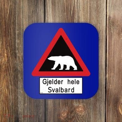Svalbard Polar Bear Sign Gjelder Hele Svalbard Norway Gift Coaster