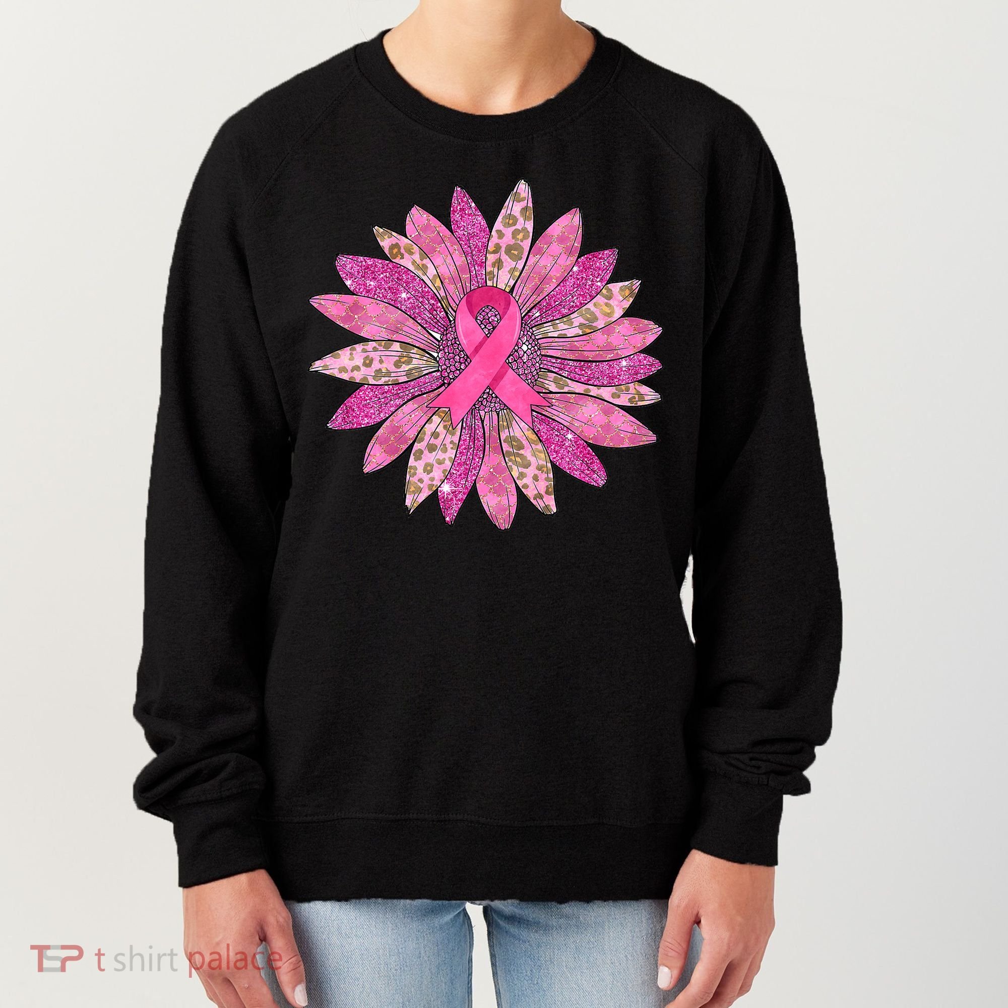 Sunflower Pink Breast Cancer Awareness Support Women Warrior Women's Sweatshirt