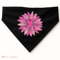 Sunflower Pink Breast Cancer Awareness Support Women Warrior USA-Made Doggie Bandana thumb 0