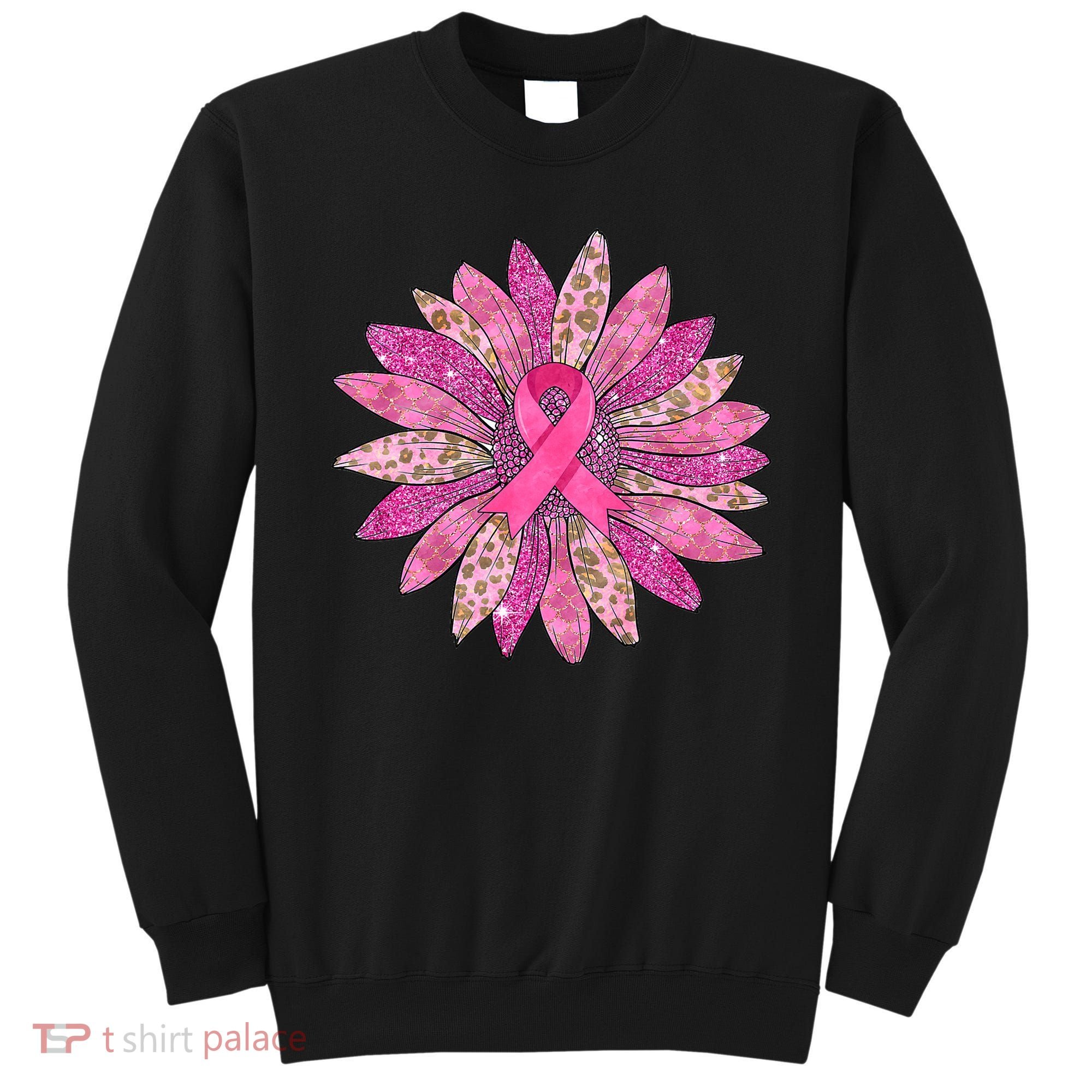 Sunflower Pink Breast Cancer Awareness Support Women Warrior Sweatshirt