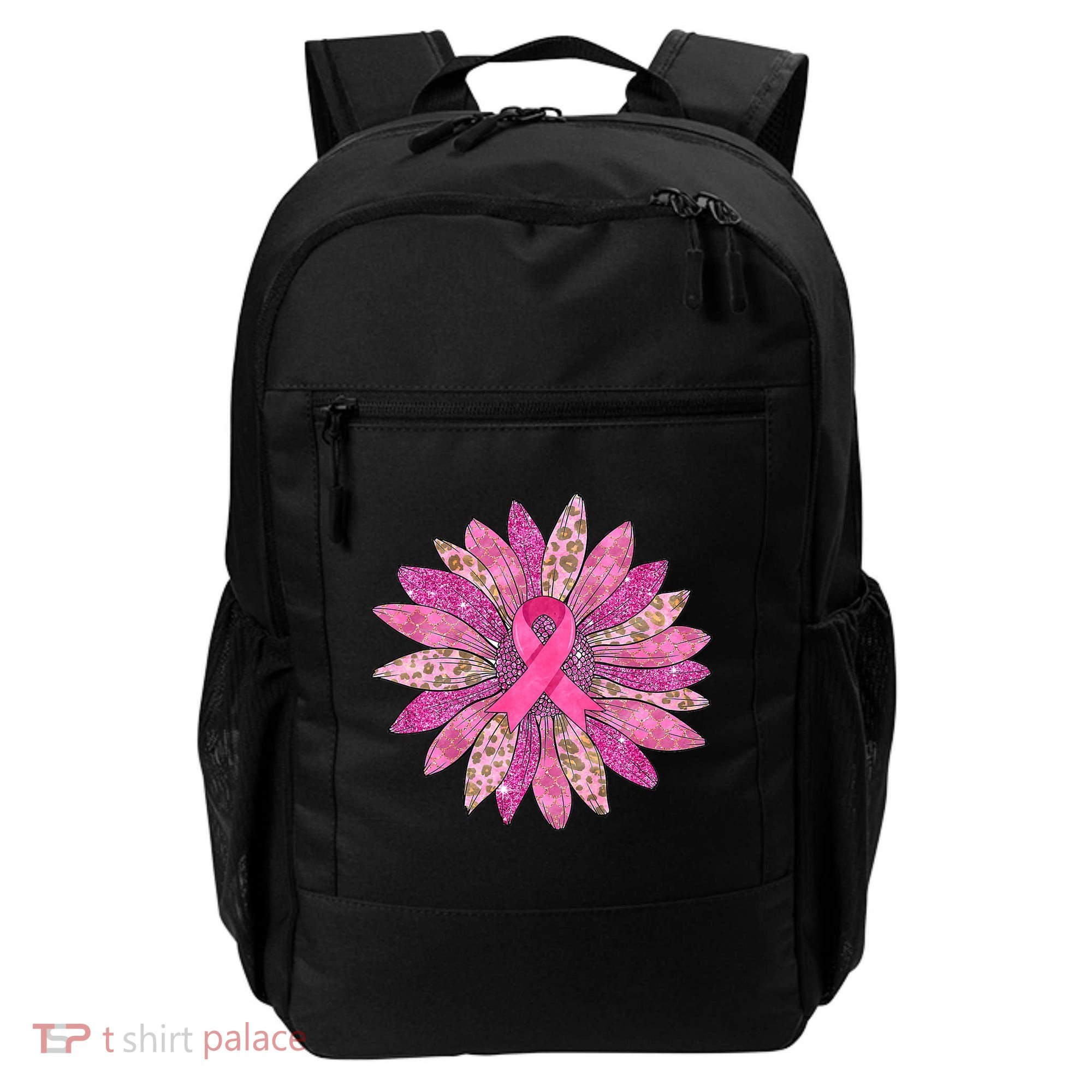 Sunflower Pink Breast Cancer Awareness Support Women Warrior Backpack