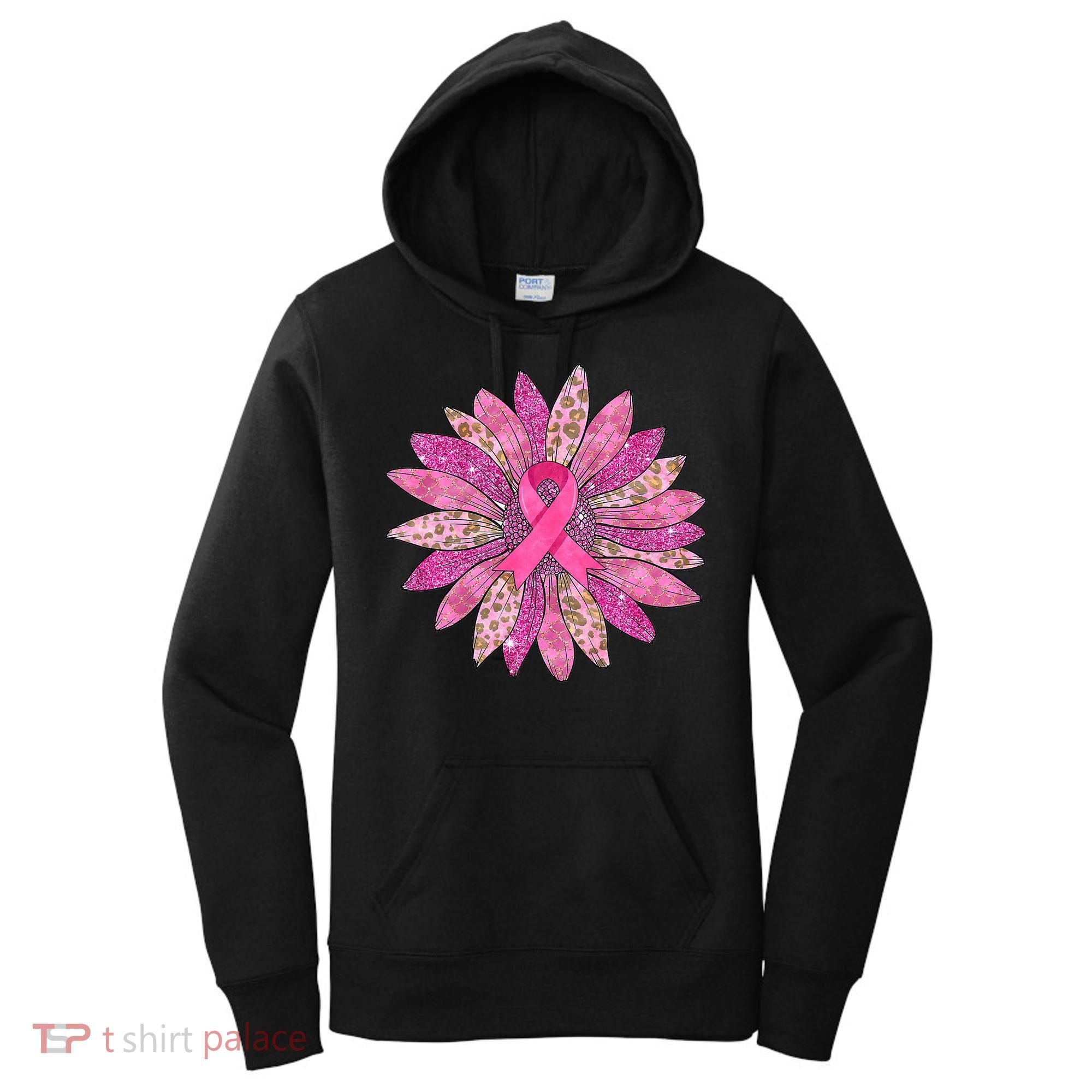 Sunflower Pink Breast Cancer Awareness Support Women Warrior Women's Hoodie
